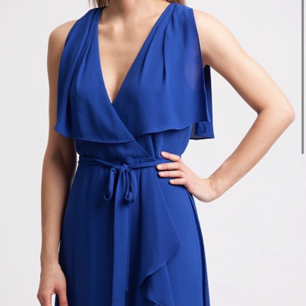 BCBGMAXAZARIA Blue Chiffon Maxi Dress